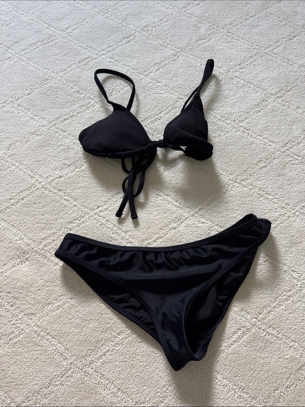 Women's Black Tie-Back Triangle Bikini Set